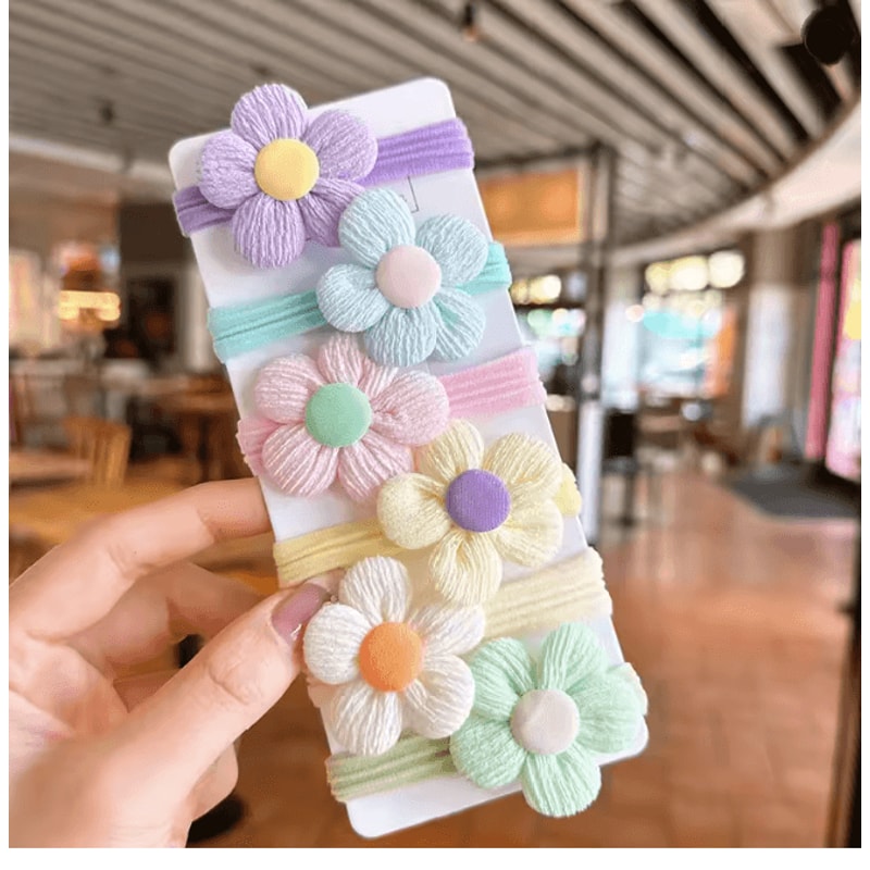 SweetBloom Princess Hair Ties Flower Bow Elastic Hair Bands Set 4