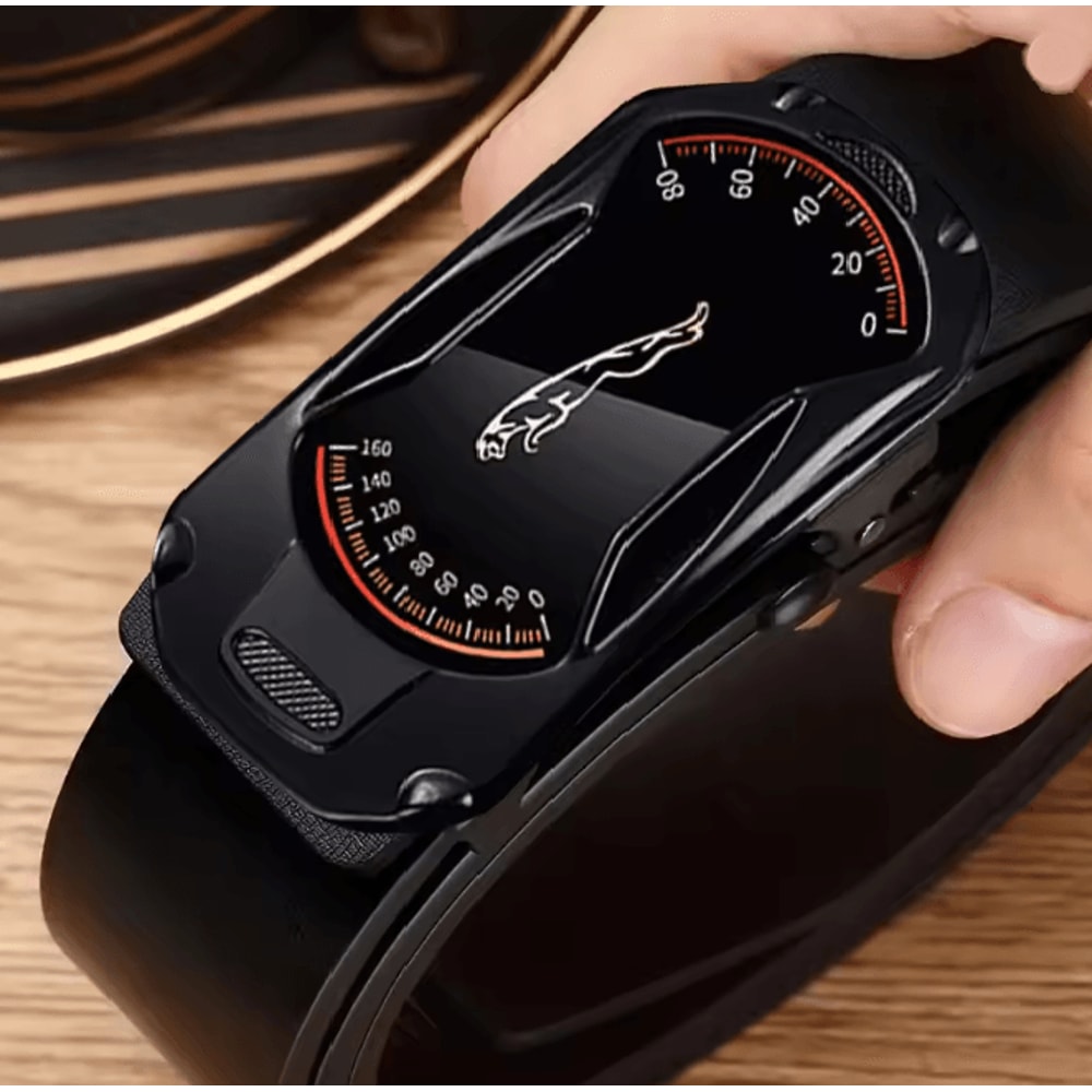 AutoLock Classic Mens PU Leather Belt Automatic Buckle Dress Belt 4