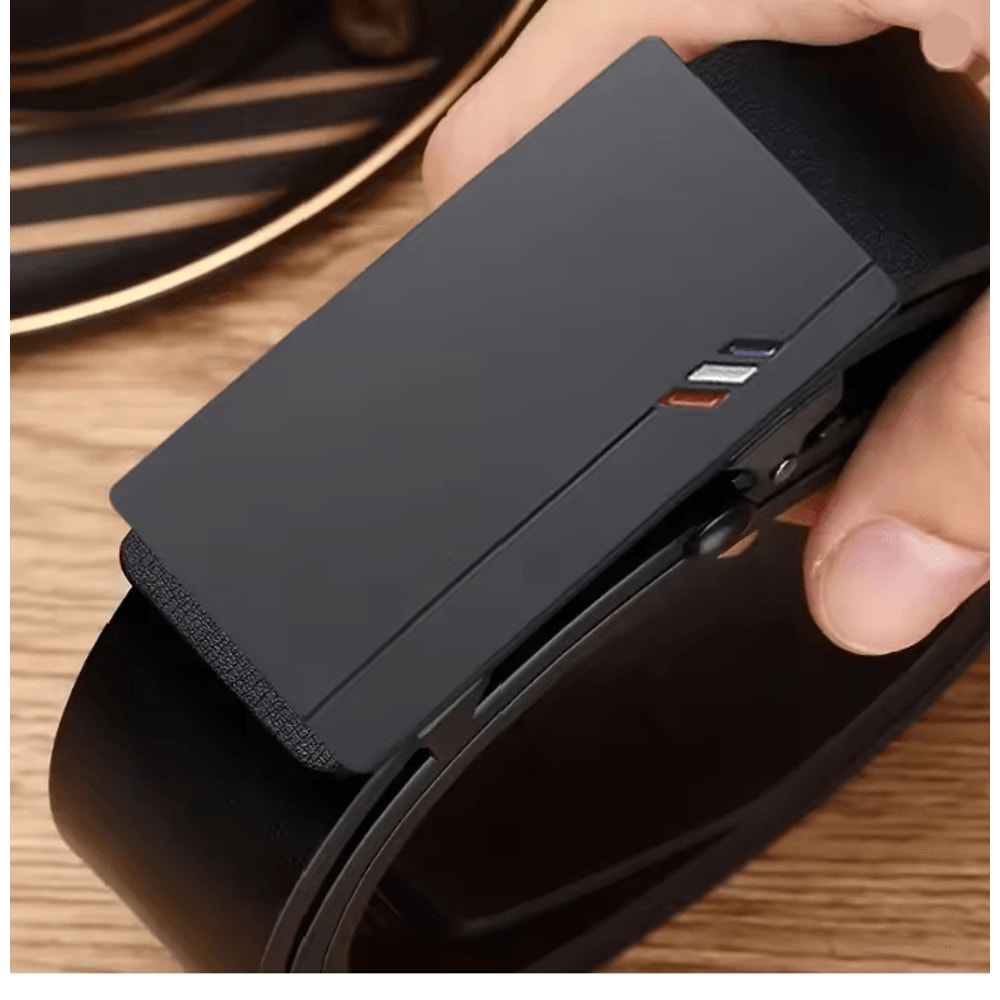 AutoLock Classic Mens PU Leather Belt Automatic Buckle Dress Belt 5