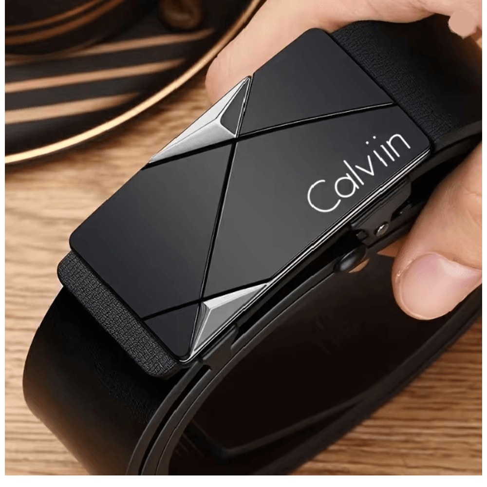 AutoLock Classic Mens PU Leather Belt Automatic Buckle Dress Belt 0