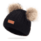 PomPom Cozy Kids Knit Beanie Double Wool Hat For Boys And Girls 5