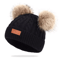 PomPom Cozy Kids Knit Beanie Double Wool Hat For Boys And Girls 5