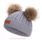 PomPom Cozy Kids Knit Beanie Double Wool Hat For Boys And Girls 6