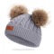 PomPom Cozy Kids Knit Beanie Double Wool Hat For Boys And Girls 6