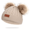 PomPom Cozy Kids Knit Beanie Double Wool Hat For Boys And Girls 7