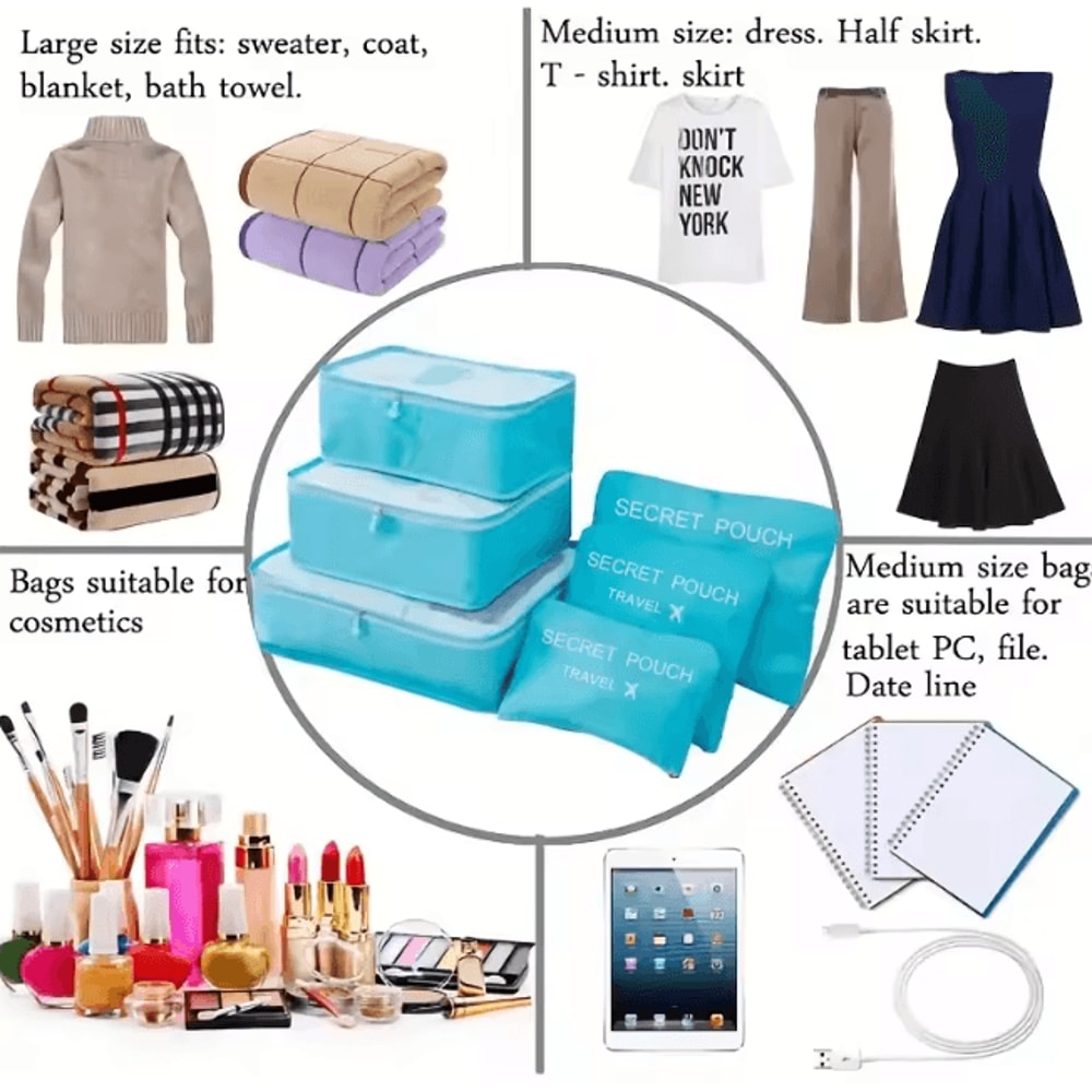 PackSmart Waterproof Travel Storage Bags 6 Piece Luggage Organizer Set 1