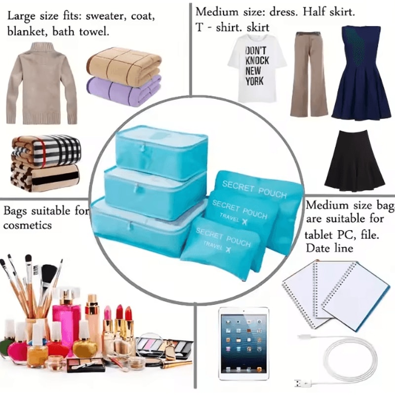 PackSmart Waterproof Travel Storage Bags 6 Piece Luggage Organizer Set 1