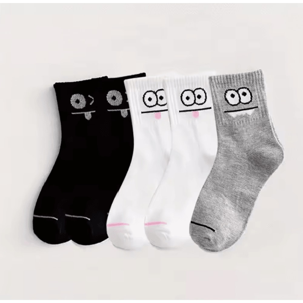 Cute Expression Ankle Socks For Women Fun Printed Cotton Socks Set 9