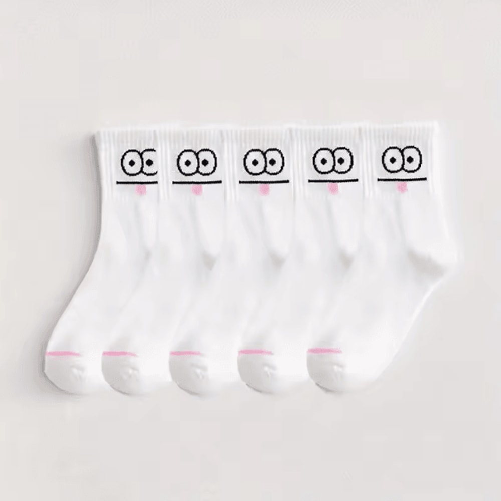 Cute Expression Ankle Socks For Women Fun Printed Cotton Socks Set 10