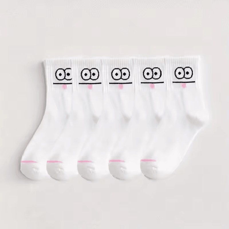 Cute Expression Ankle Socks For Women Fun Printed Cotton Socks Set 10