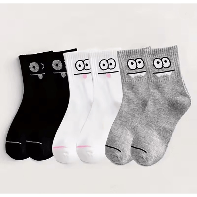 Cute Expression Ankle Socks For Women Fun Printed Cotton Socks Set 11