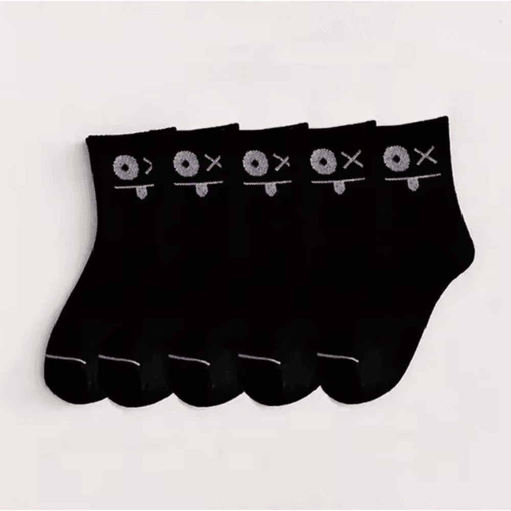 Cute Expression Ankle Socks For Women Fun Printed Cotton Socks Set 8