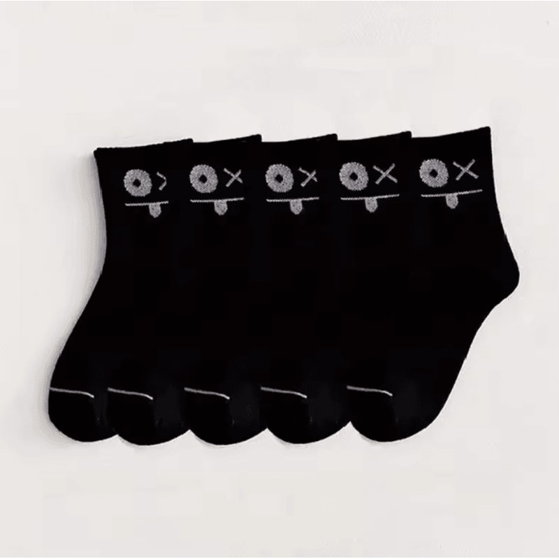 Cute Expression Ankle Socks For Women Fun Printed Cotton Socks Set 8