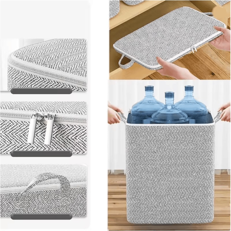 Large Capacity Quilt Storage Bag Foldable Clothes Organizer With Zipper Lid 2