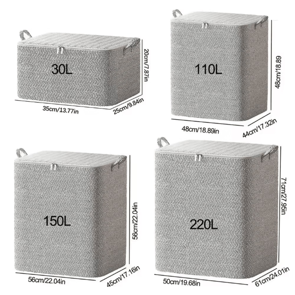 Large Capacity Quilt Storage Bag Foldable Clothes Organizer With Zipper Lid 3