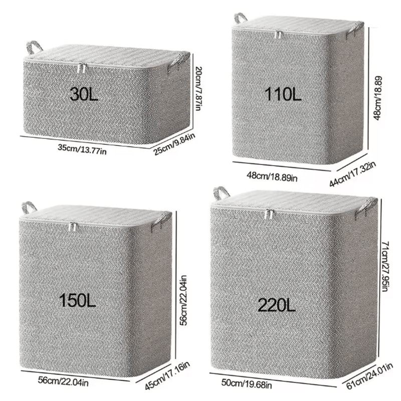 Large Capacity Quilt Storage Bag Foldable Clothes Organizer With Zipper Lid 3