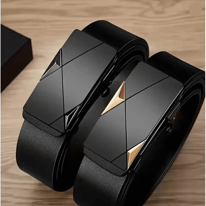 Mens PU Leather Automatic Buckle Belt Classic Business Casual Style 0