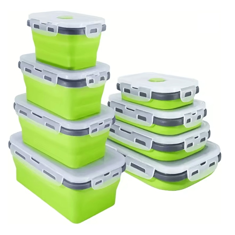 Collapsible Silicone Food Storage Container Stackable Lunch Box Set 0
