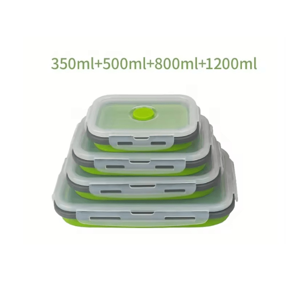 Collapsible Silicone Food Storage Container Stackable Lunch Box Set 8