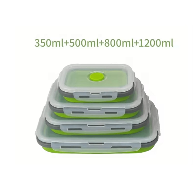 Collapsible Silicone Food Storage Container Stackable Lunch Box Set 8