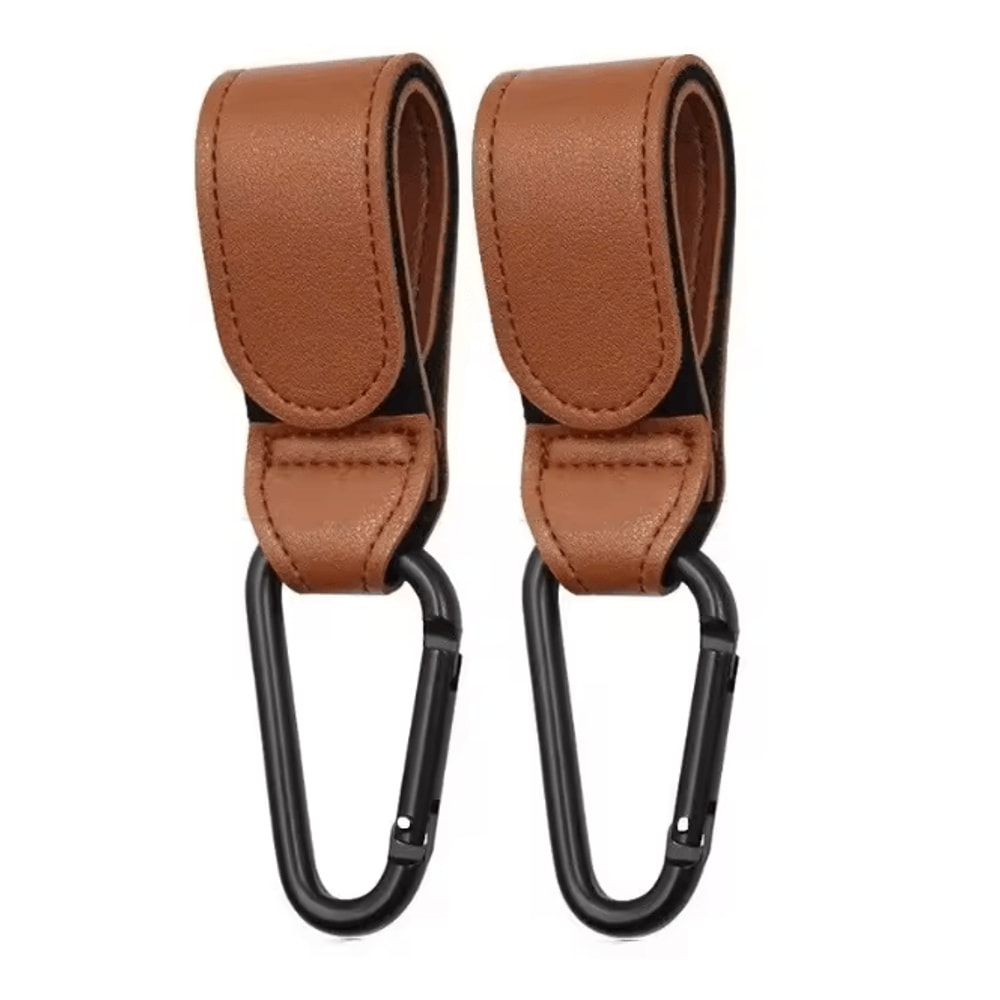 Leather Baby Stroller Hooks Adjustable Pram Bag Organizer Set 5