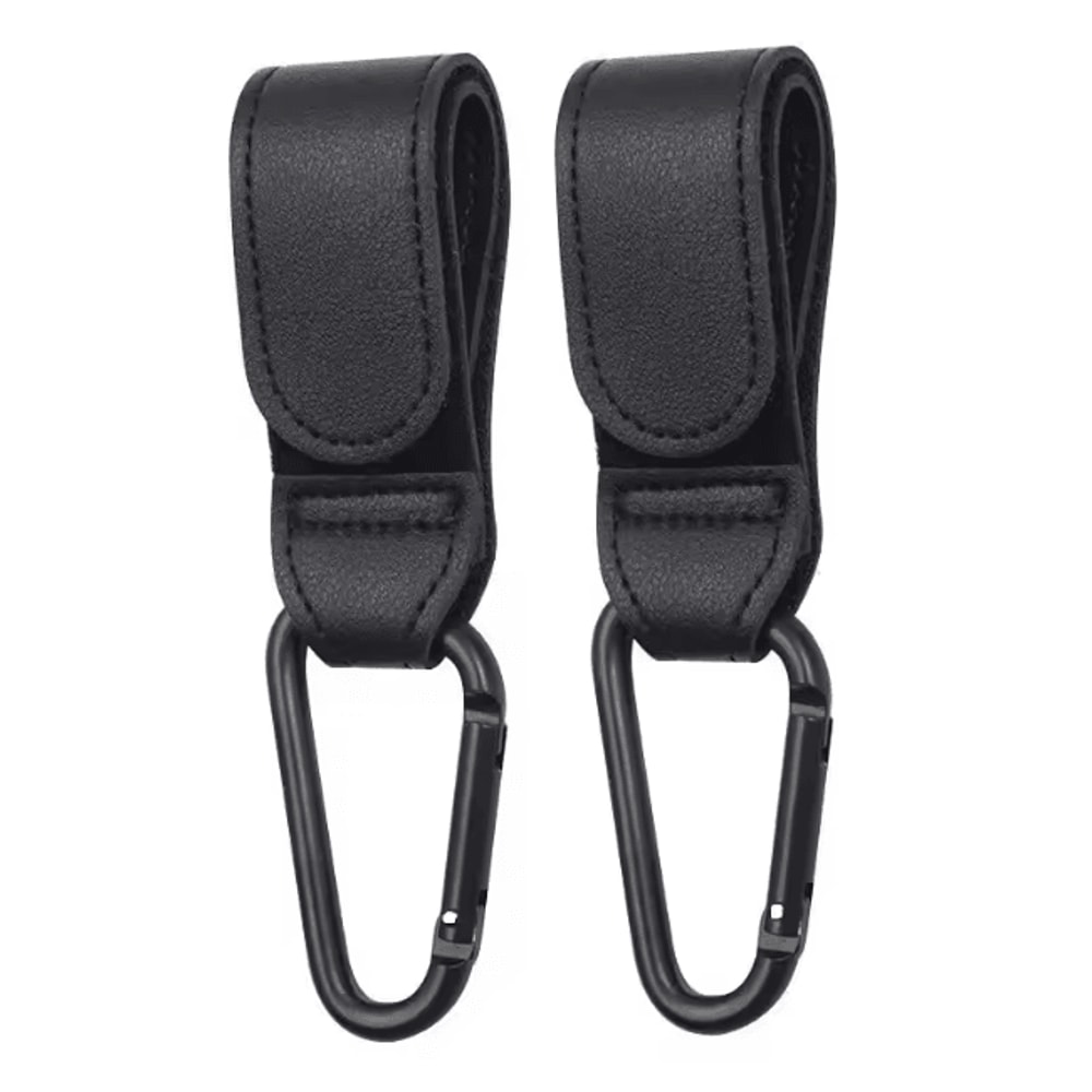 Leather Baby Stroller Hooks Adjustable Pram Bag Organizer Set 6