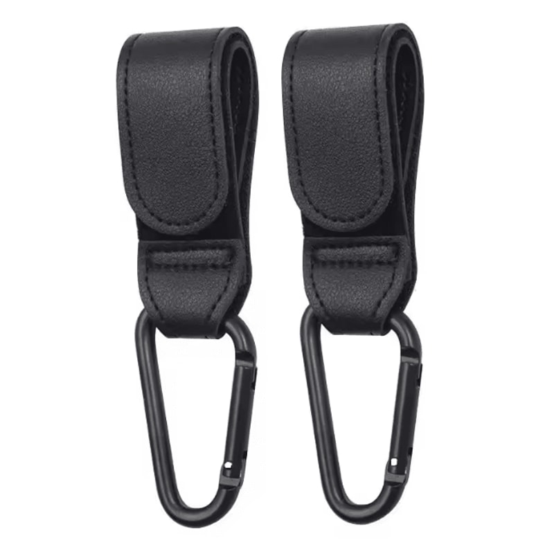 Leather Baby Stroller Hooks Adjustable Pram Bag Organizer Set 6