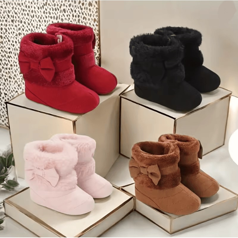 Baby Girl Winter Plush Soft Sole Boots Warm Non Slip Toddler Shoes 0