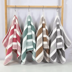 striped quick dry towel set soft absorbent bath and face towels