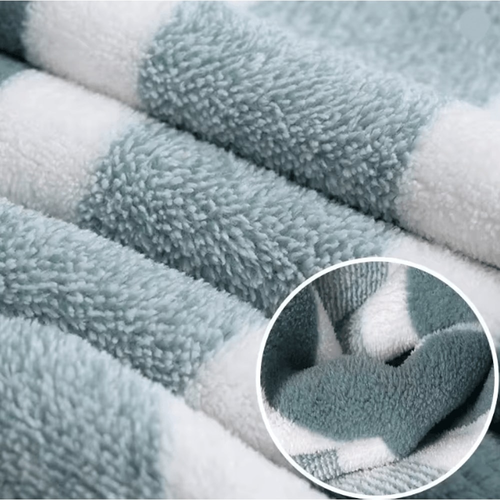 Striped Quick Dry Towel Set Soft Absorbent Bath And Face Towels 3