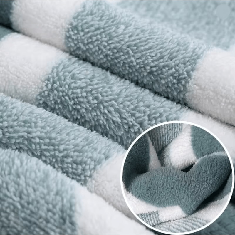 Striped Quick Dry Towel Set Soft Absorbent Bath And Face Towels 3