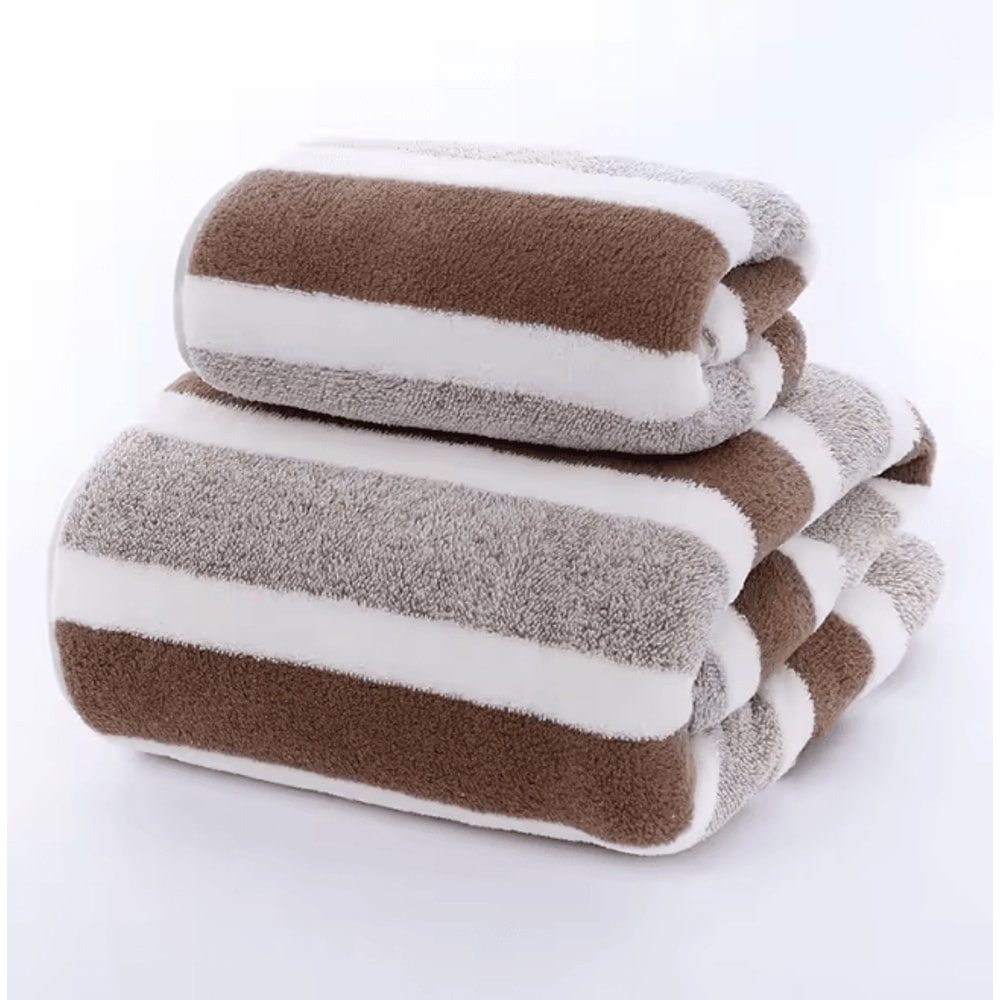 Striped Quick Dry Towel Set Soft Absorbent Bath And Face Towels 7