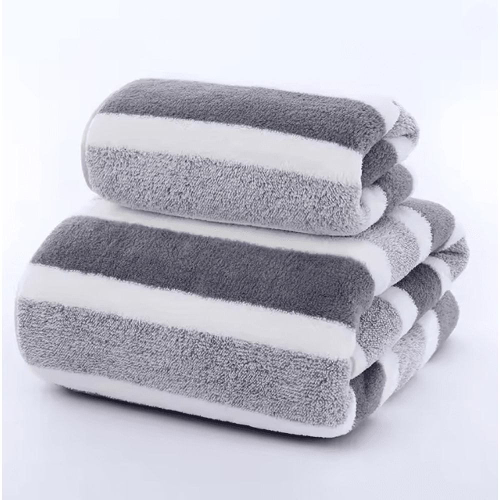 Striped Quick Dry Towel Set Soft Absorbent Bath And Face Towels 8