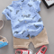 Toddler Dinosaur Print Summer Outfit Short Sleeve Shirt And Shorts Set 3