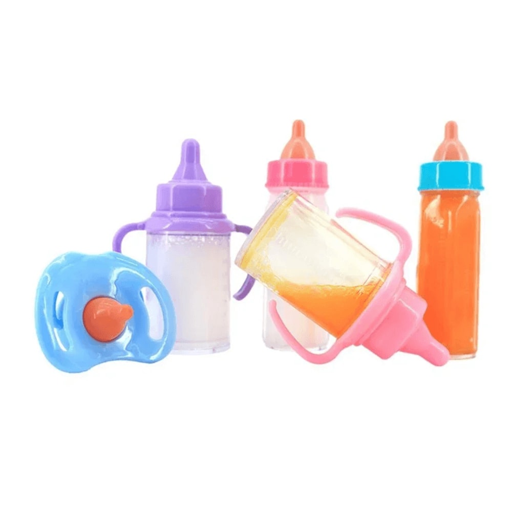 Baby Doll Feeding Bottle Set Toy Milk Juice Bottles With Pacifier 2
