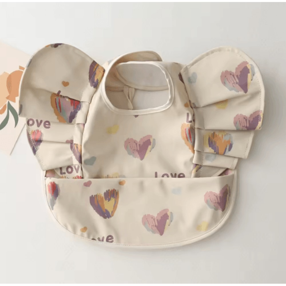 Waterproof Baby Bib With Sleeves Soft PU Feeding Bib With Pocket 10