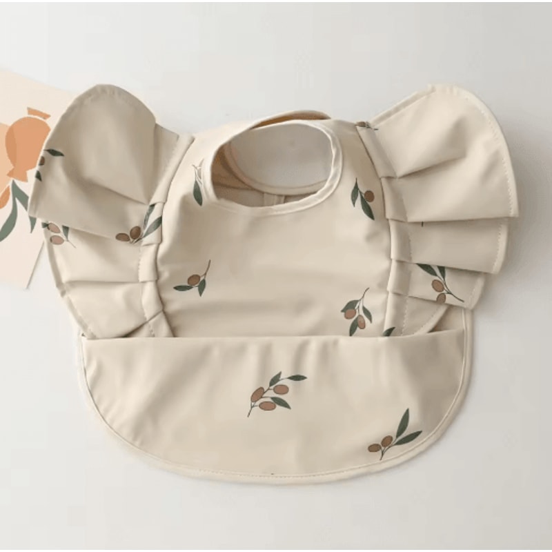 Waterproof Baby Bib With Sleeves Soft PU Feeding Bib With Pocket 2