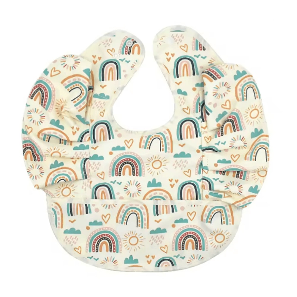 Waterproof Baby Bib With Sleeves Soft PU Feeding Bib With Pocket 6