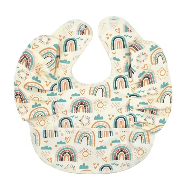 Waterproof Baby Bib With Sleeves Soft PU Feeding Bib With Pocket 6