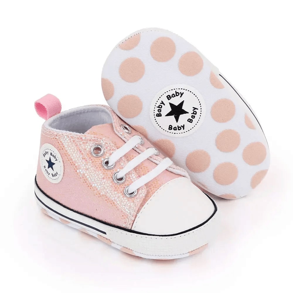 Baby Sequined Canvas Sneakers Soft Sole Non Slip Toddler Walking Shoes 0