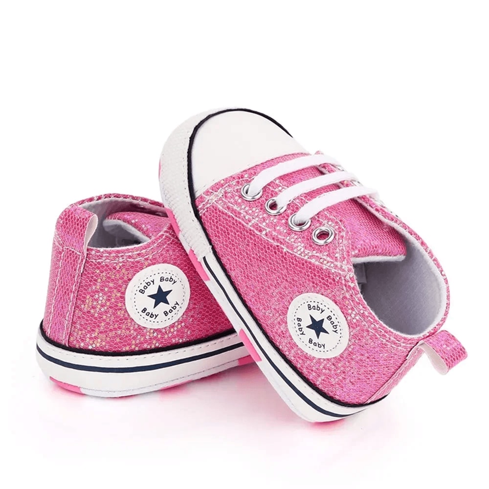Baby Sequined Canvas Sneakers Soft Sole Non Slip Toddler Walking Shoes 1