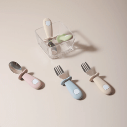 baby panda silicone spoon and fork stainless steel feeding set