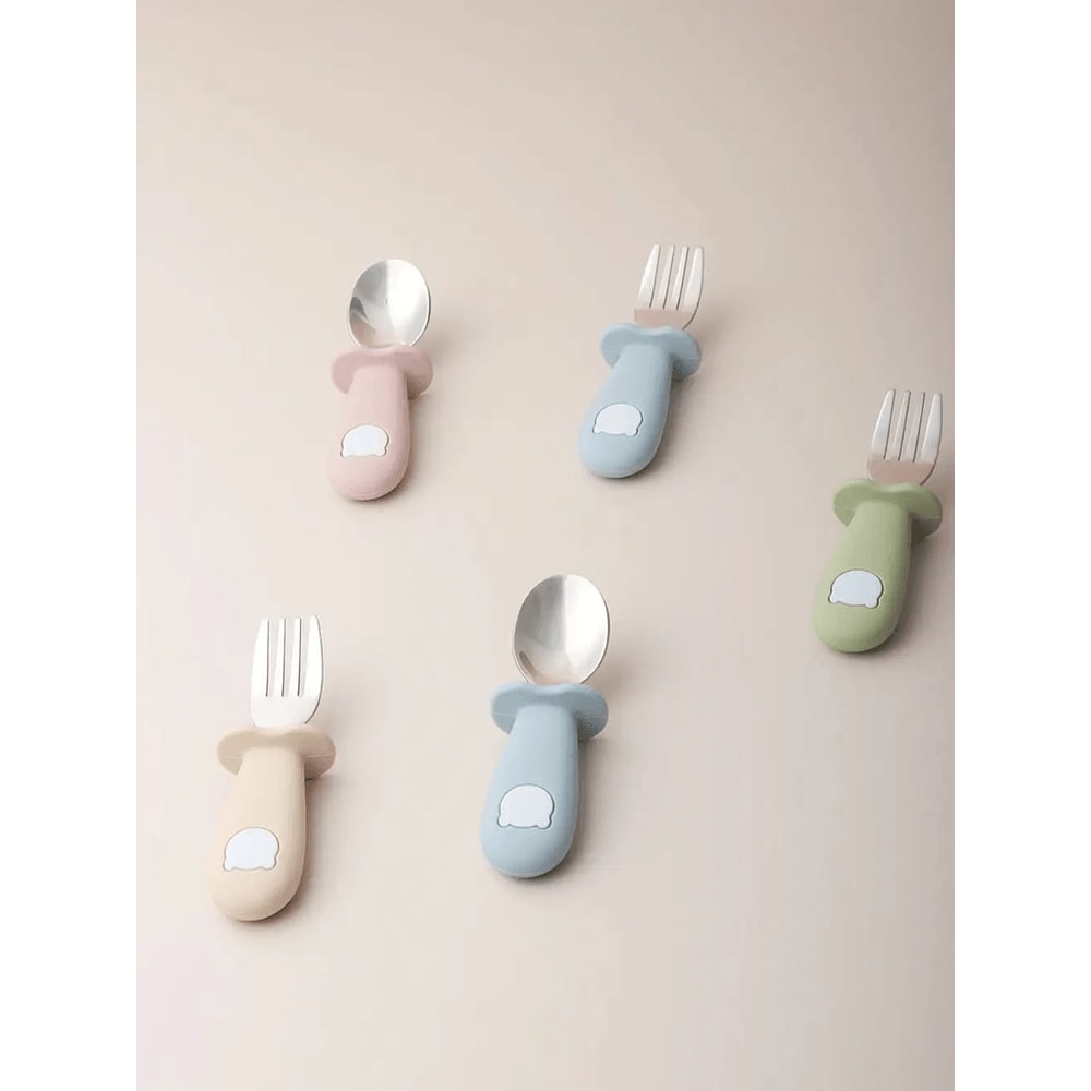 Baby Panda Silicone Spoon And Fork Stainless Steel Feeding Set 1