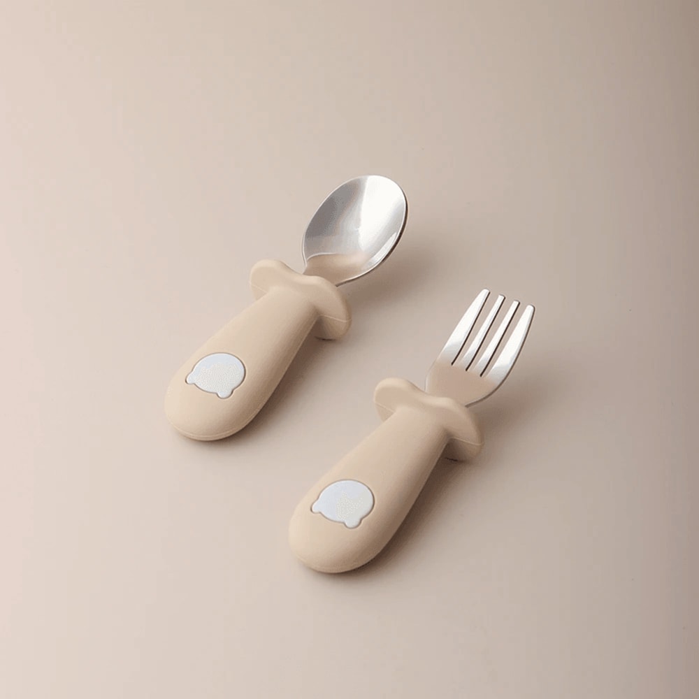 Baby Panda Silicone Spoon And Fork Stainless Steel Feeding Set 2