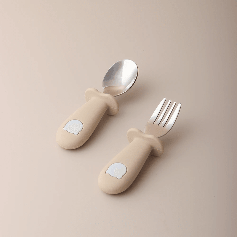 Baby Panda Silicone Spoon And Fork Stainless Steel Feeding Set 2