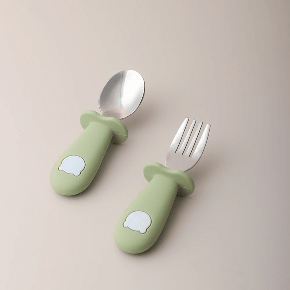 Baby Panda Silicone Spoon And Fork Stainless Steel Feeding Set 5