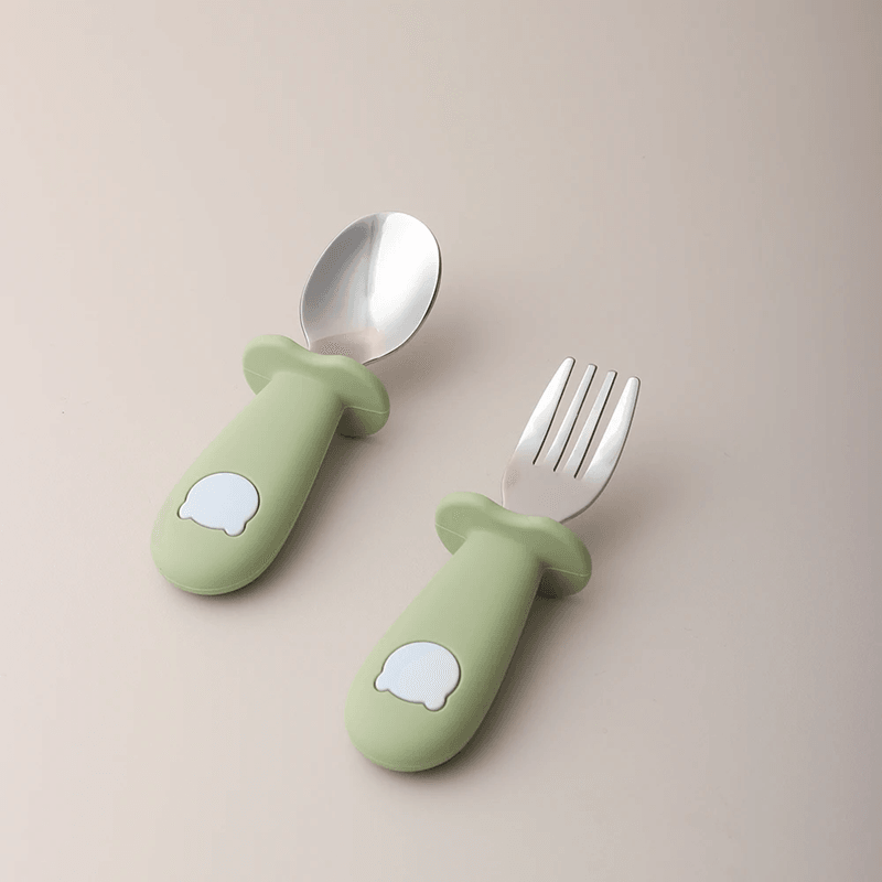 Baby Panda Silicone Spoon And Fork Stainless Steel Feeding Set 5