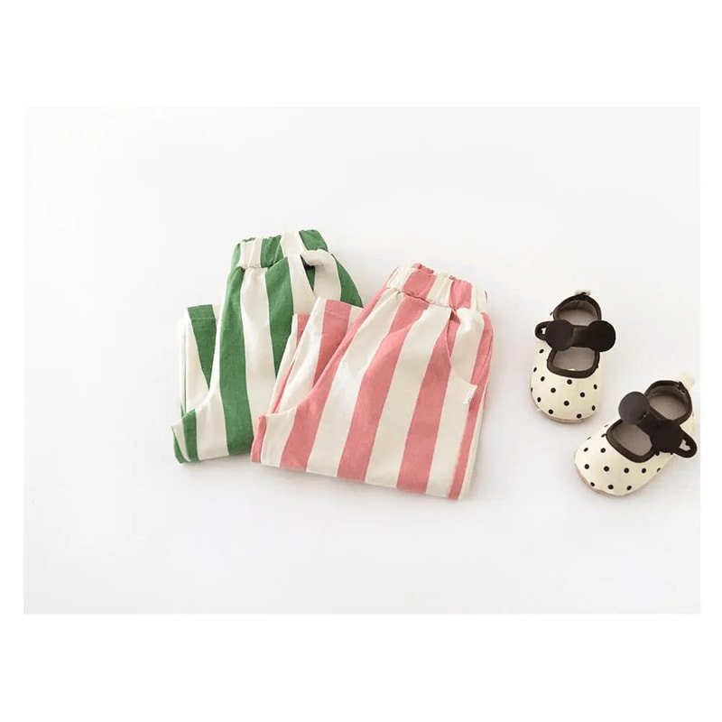 Kids Striped Cotton Pants Loose Fit Casual Trousers For Toddlers 1