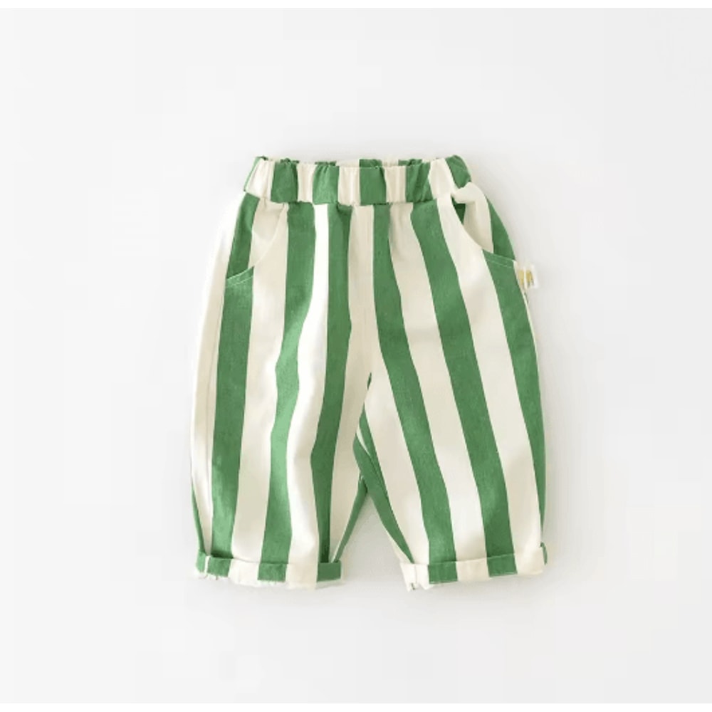 Kids Striped Cotton Pants Loose Fit Casual Trousers For Toddlers 2