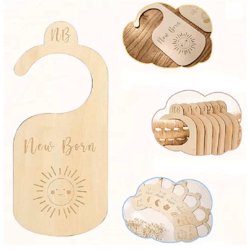Wooden Baby Monthly Milestone Cards Newborn Photography Props Set 2